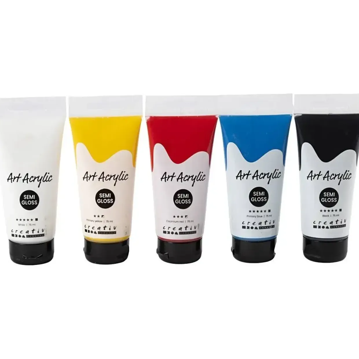 Pigment Art akrylmaling, halvblank, Ass. farver , 5x75ml
