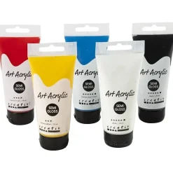 Pigment Art akrylmaling, halvblank, Ass. farver , 5x75ml