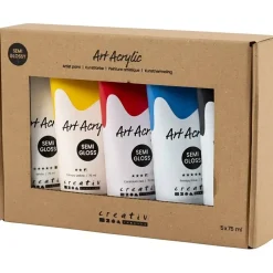 Pigment Art akrylmaling, halvblank, Ass. farver , 5x75ml
