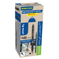 Pilot Frixion Clicker kuglepen sort pack 12 pen / 6 refiller + 6 refiller - Køb minimum 12 stk.