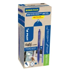 Pilot Frixion Clicker kuglepen blå pack 12 pen / 6 refiller + 6 refiller - Køb minimum 12 stk.