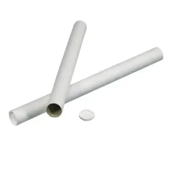 Plakatrør - Hvid - Ø80x750mm - m/låg - 10 stk