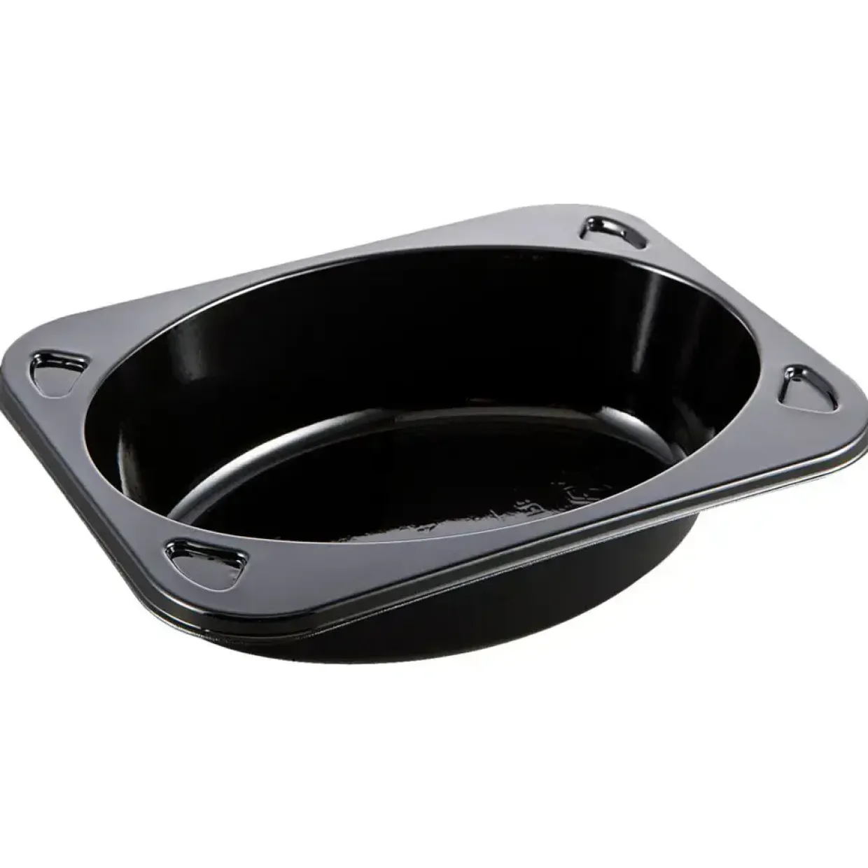Plastbakke C-Pet sort 1 rums biret 395 ml 16cm - 912 stk