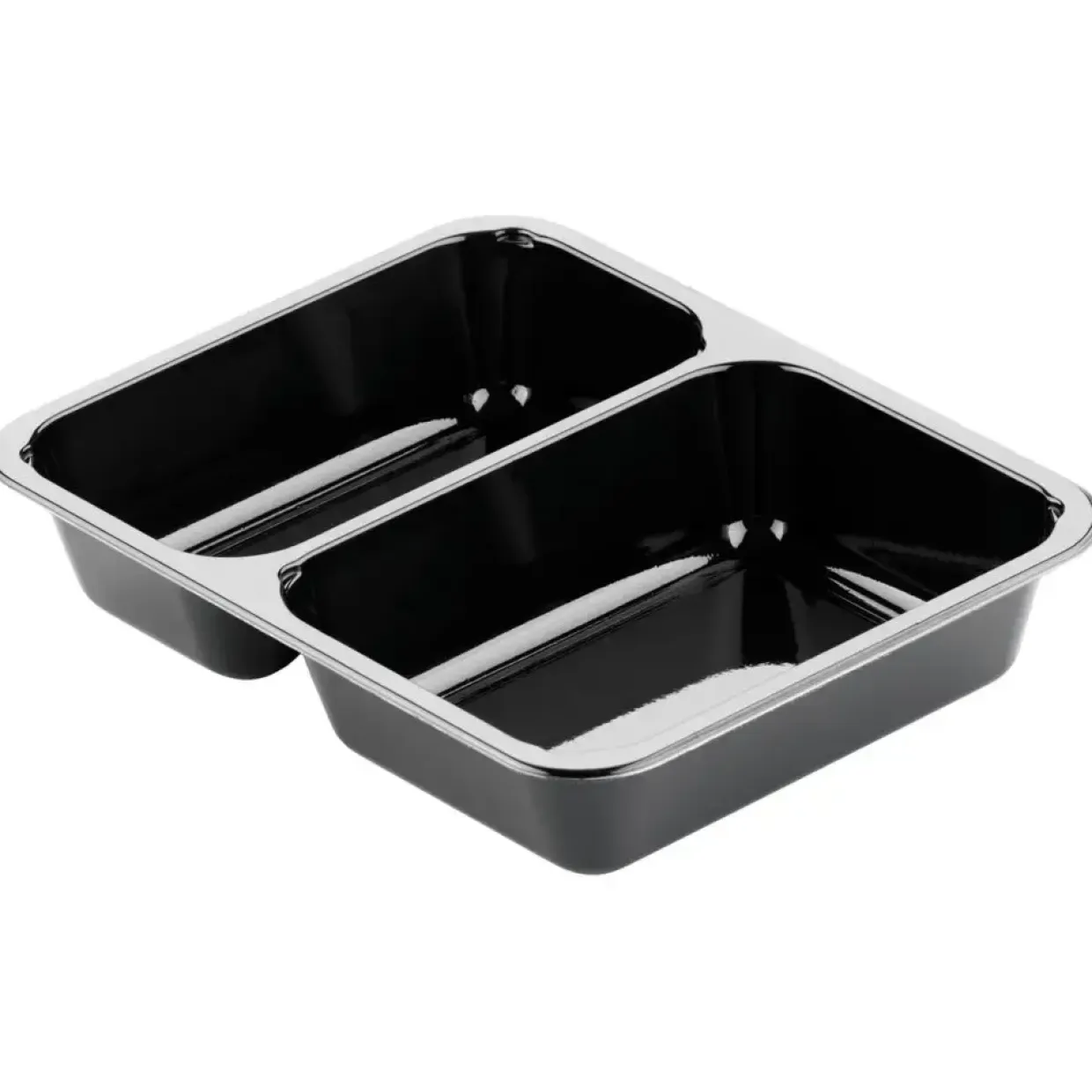 Plastbakke C-Pet sort 2-rums 655|455ml - 300 stk