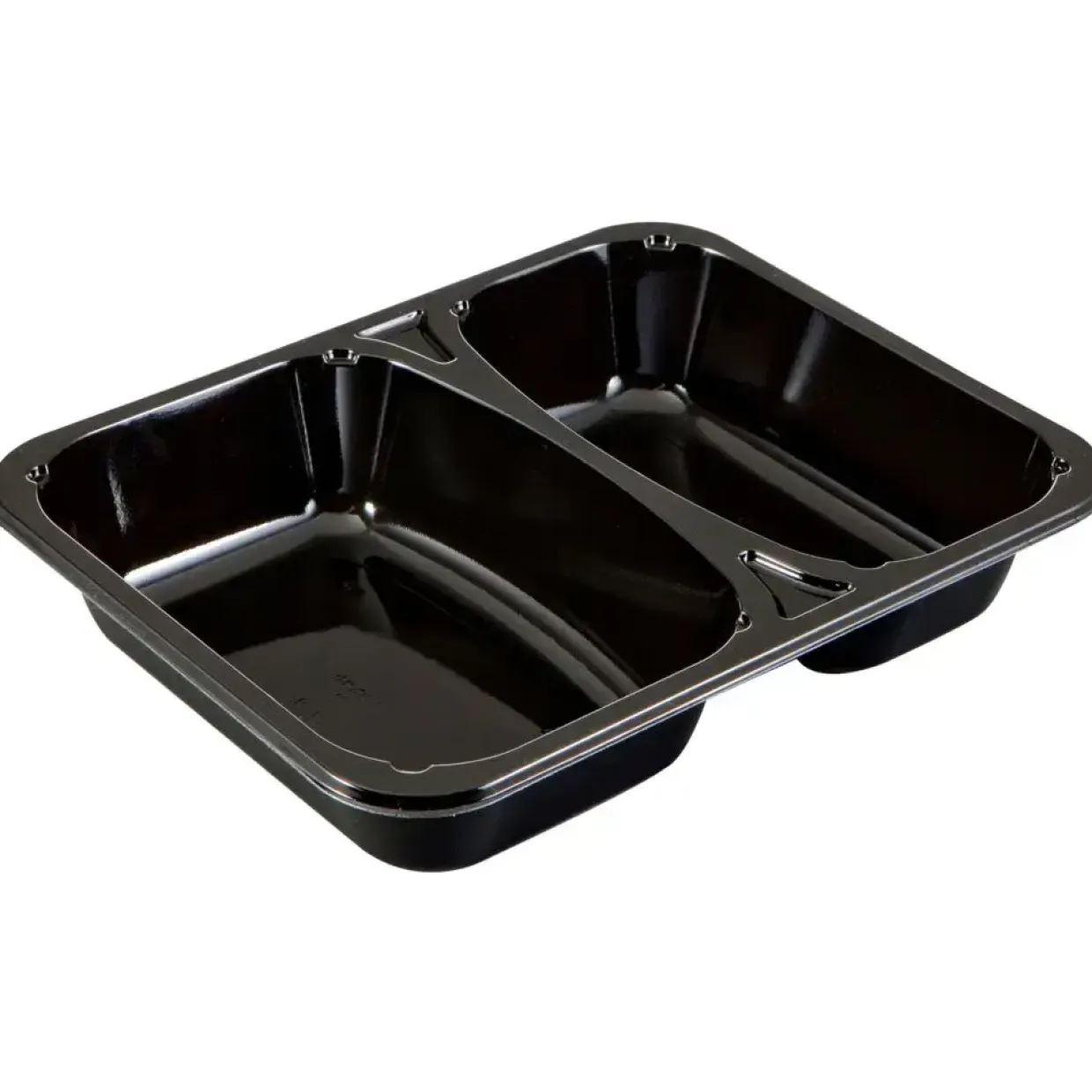 Plastbakke C-Pet sort Standard serie 2-rums hovedret 450/600 ml 22,70cm - 360 stk