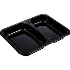 Plastbakke C-Pet sort Standard serie 2-rums hovedret 340|440 ml 22,70cm - 360 stk