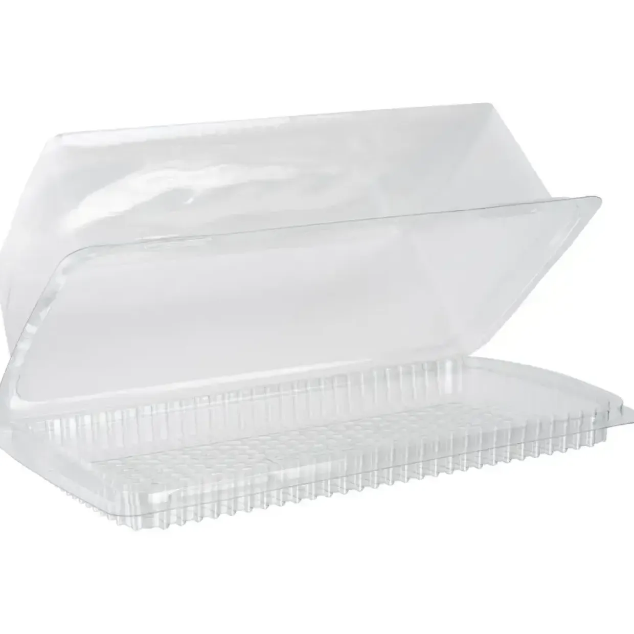 Plastbakke - RPET - Transparent - 23x13,2x7 cm - Med Hængslet Låg - 270 stk