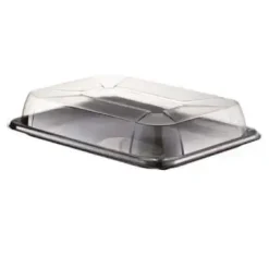 Plastbakke 1-rum 350x240 mm sort fad med løst klart låg RPET - 25 stk/krt