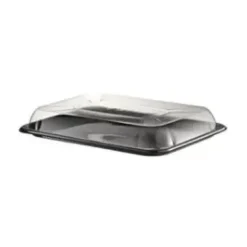 Plastbakke 1-rum 460x300 mm sort fad med løst klart låg RPET - 25 stk/krt