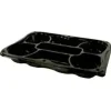 Plastbakke 7-rum 350x240x70 mm sort fad med løst klart låg RPET - 25 stk/krt