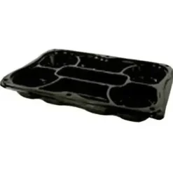 Plastbakke 7-rum 350x240x70 mm sort fad med løst klart låg RPET - 25 stk/krt