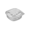 Plastbakke SquarePac 250 ml 130x127x40 mm Hængslet låg APET Klar - 6 pk x 100 stk/krt