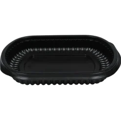 Plastbakke, 20,7x17x2,5cm, Ø7,5cm, 480 ml, sort, PP, 1-rums, lille/lav - 300 stk