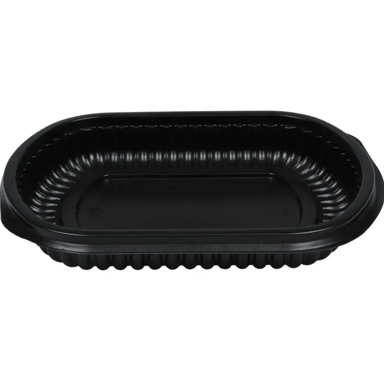 Plastbakke, 20,7x17x2,5cm, Ø7,5cm, 480 ml, sort, PP, 1-rums, lille/lav - 300 stk