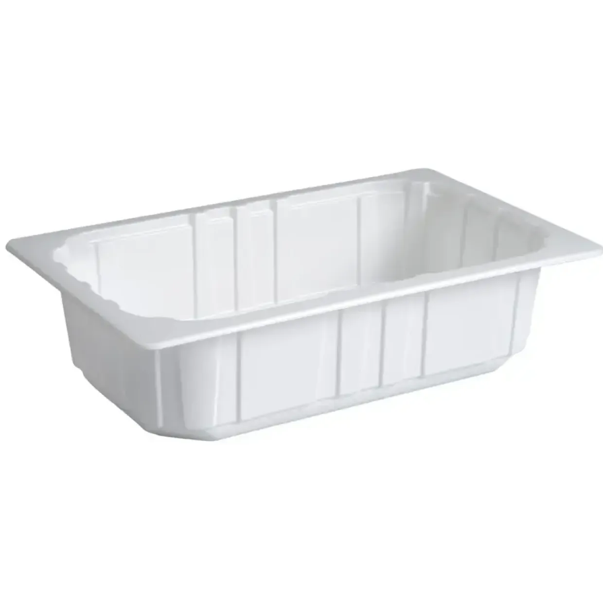 Plastbakke 26,5x16,2x7cm 2000 ml hvid PP 1-rums 1|4 GN - 150 stk
