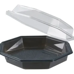 Plastbakke, 19x19x6cm, 632 ml, 632 ml, mørkegrå, APET, med hængslet låg, octaview - 280 stk