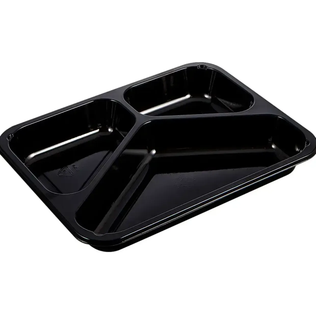 Plastbakke 22,7x17,8x3cm 760 ml sort CPET 3-rums 150/210/400 ml hovedret - 492 stk
