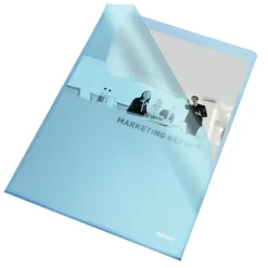 Plastikchartek A4 Esselte 115 my transparent blå med præg - 100 stk