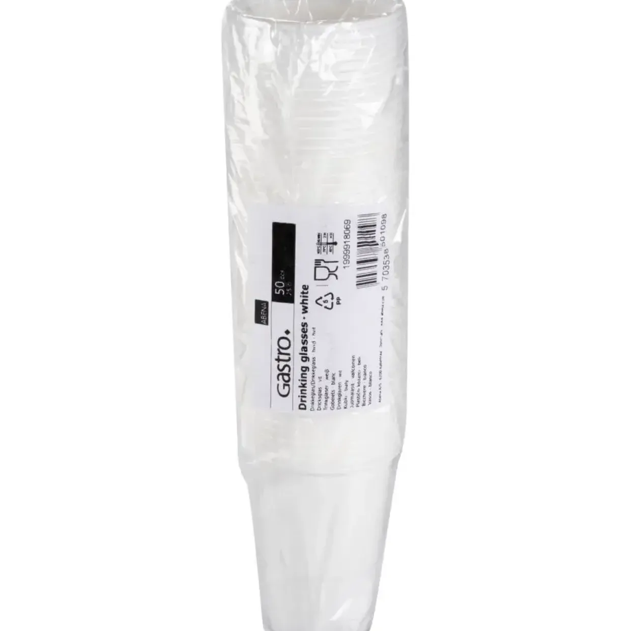 Plastikglas, 10,1cm, Ø7,8cm, 250 ml hvid, PP - 1250 stk