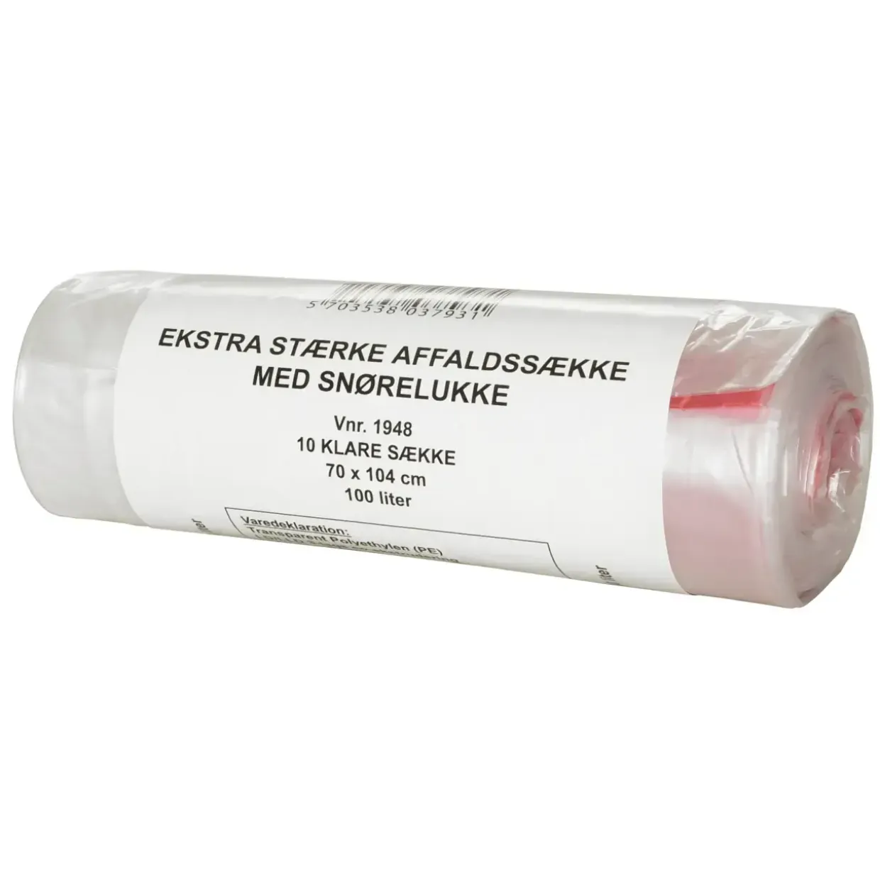 Plastiksæk 720x1040mm Super 30my 100 L 10 stk pr rul - 18 ruller