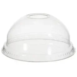 Plastlåg Verive Kuppel Ø95xH41mm Med Hul Til Sugerør RPET Klar - 16 ps x 50 stk/krt
