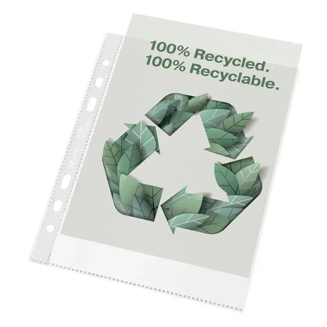 Plastlomme Esselte Recycled A4 100my m. præg 50stk