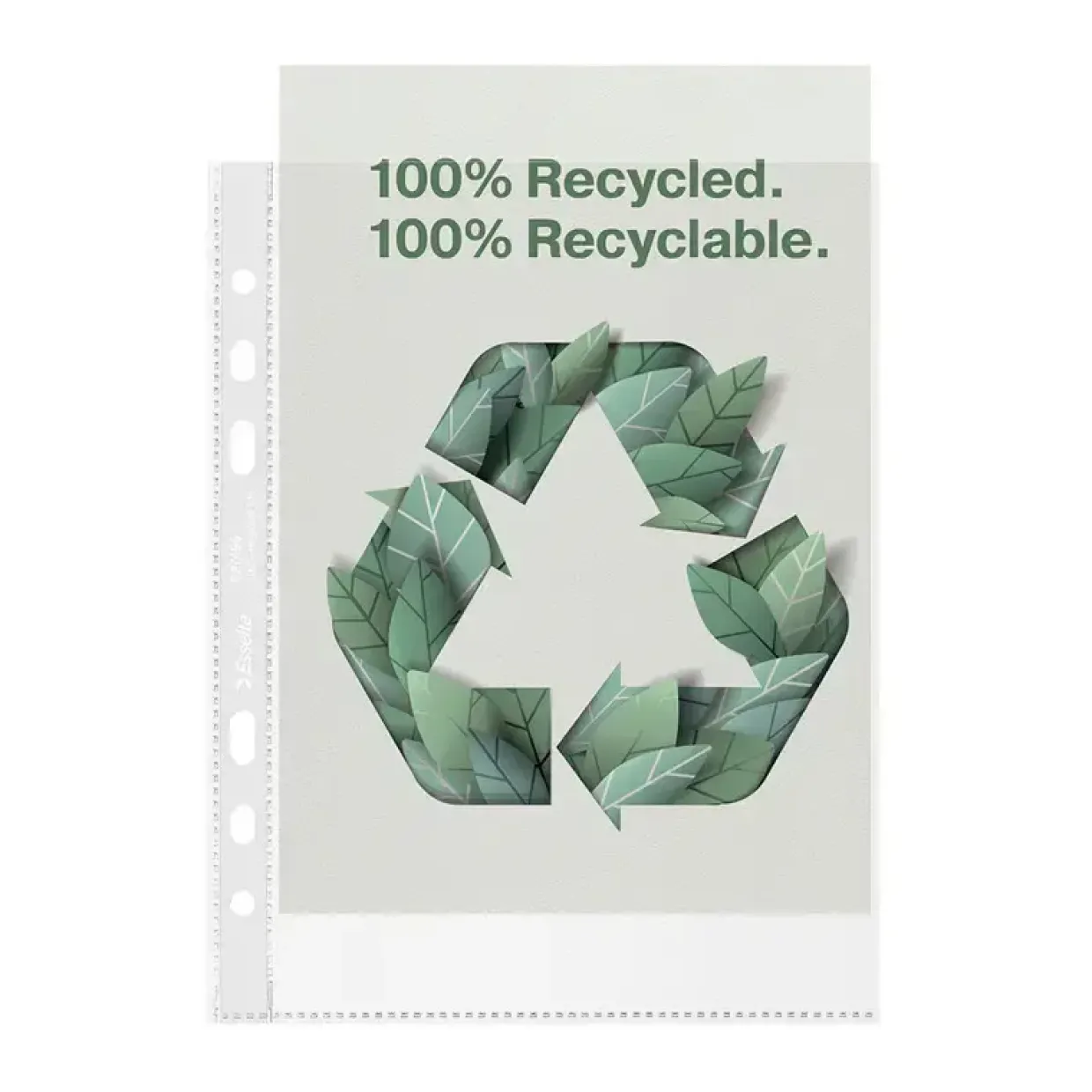 Plastlomme Esselte Recycled A4 100my m. præg 50stk