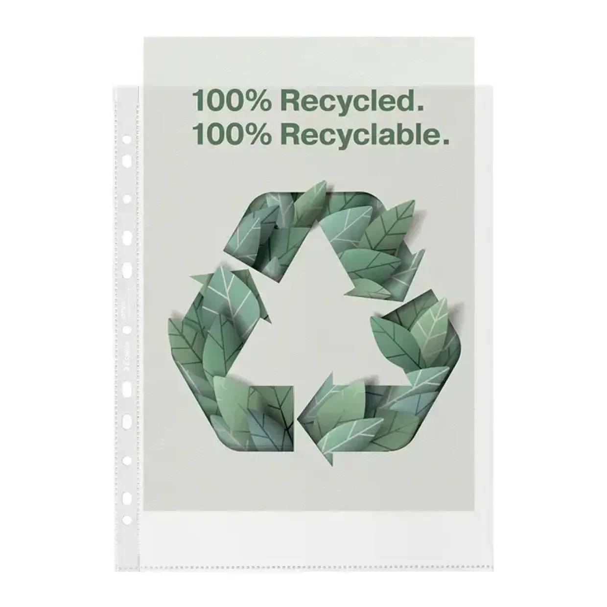 Plastlomme Esselte Recycled A4+ 100my m. præg 100stk
