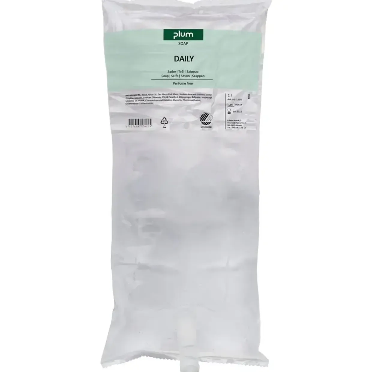 Plum Cremesæbe uden farve og pafume | 1000 ml refill