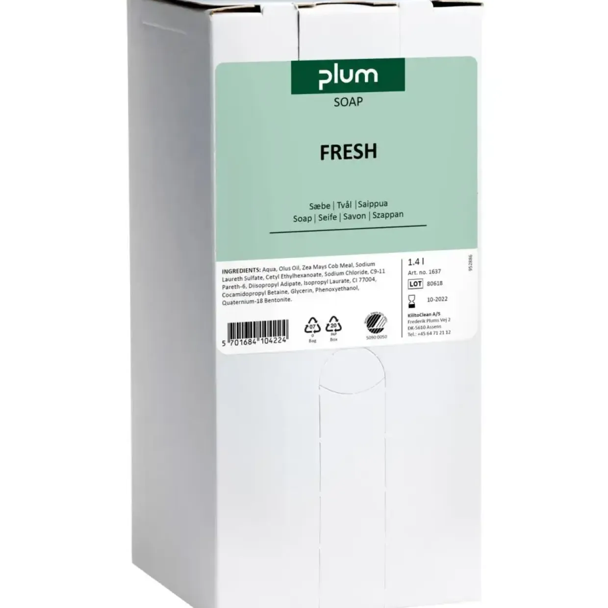 Plum Fresh Håndsæbe med parfume uden farve - 1400 ml - 8 stk