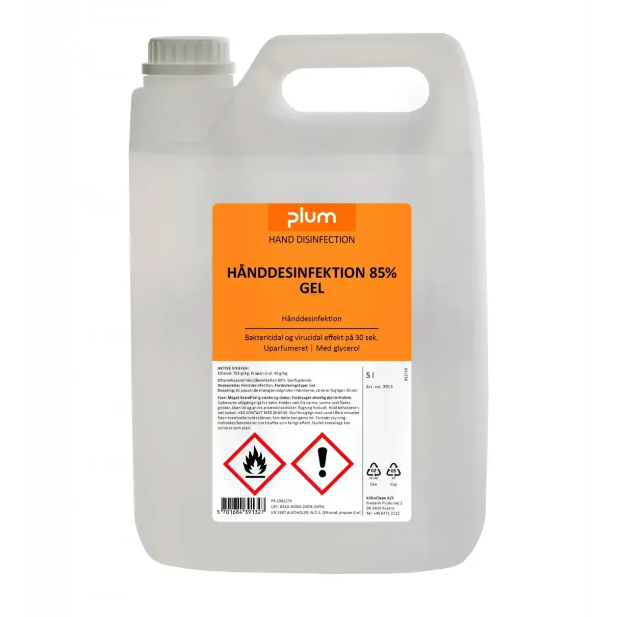 Plum Hånddesinfektion 85% Gel 5 l dunk
