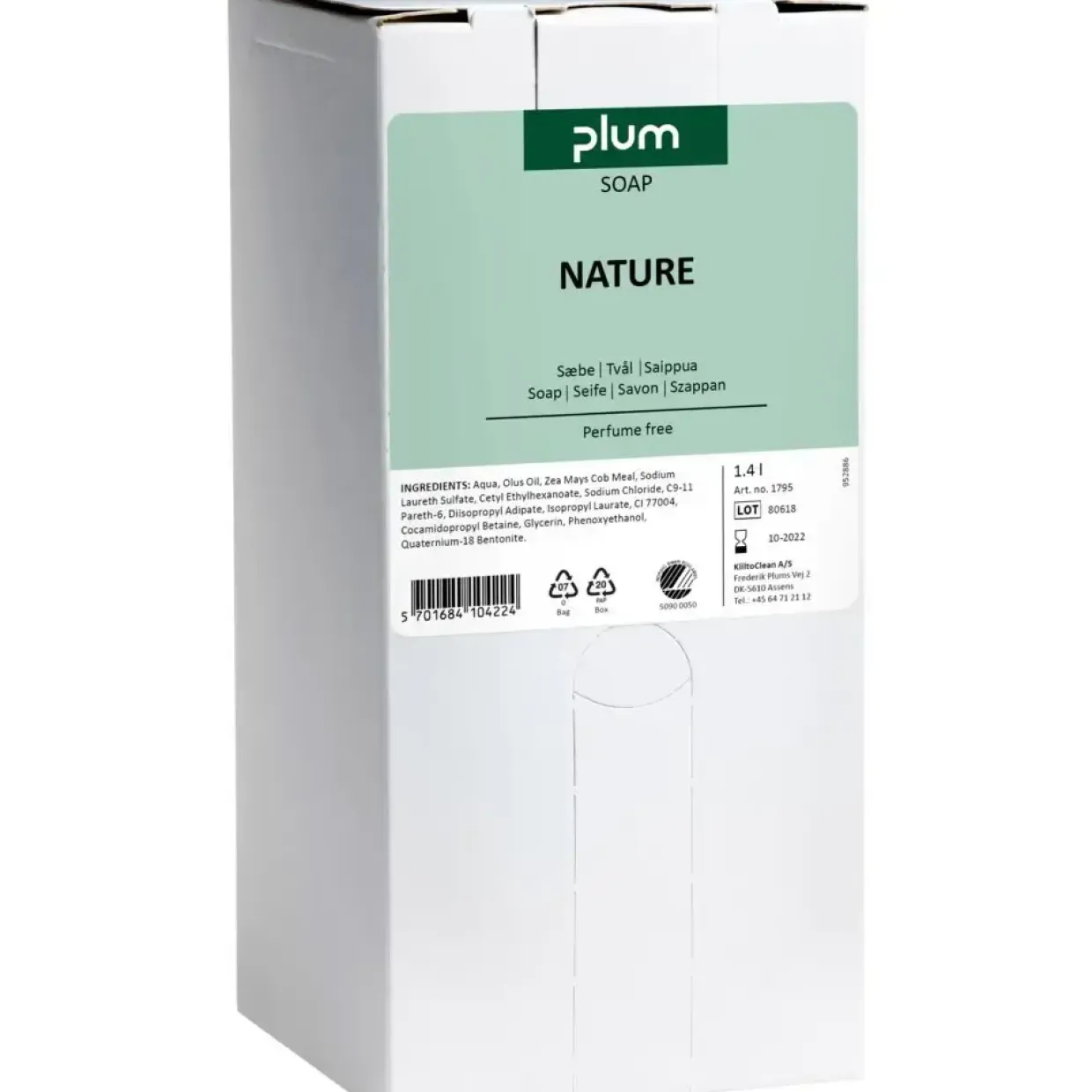 Plum Nature Cremesæbe uden farve og parfume | 1400 ml - 8 stk