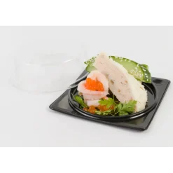 Portionsbæger Tapas sort bakke med klar låg 30stk|ps