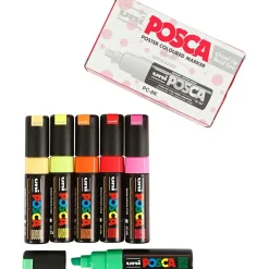 POSCA marker set med 6 markere - 8 mm i forskellige farver PC-8K