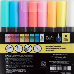 Posca Tusch, nr. PC-1M, streg 0,7 mm, extra-fine, ass, lys, 8 stk./ 1 stk.