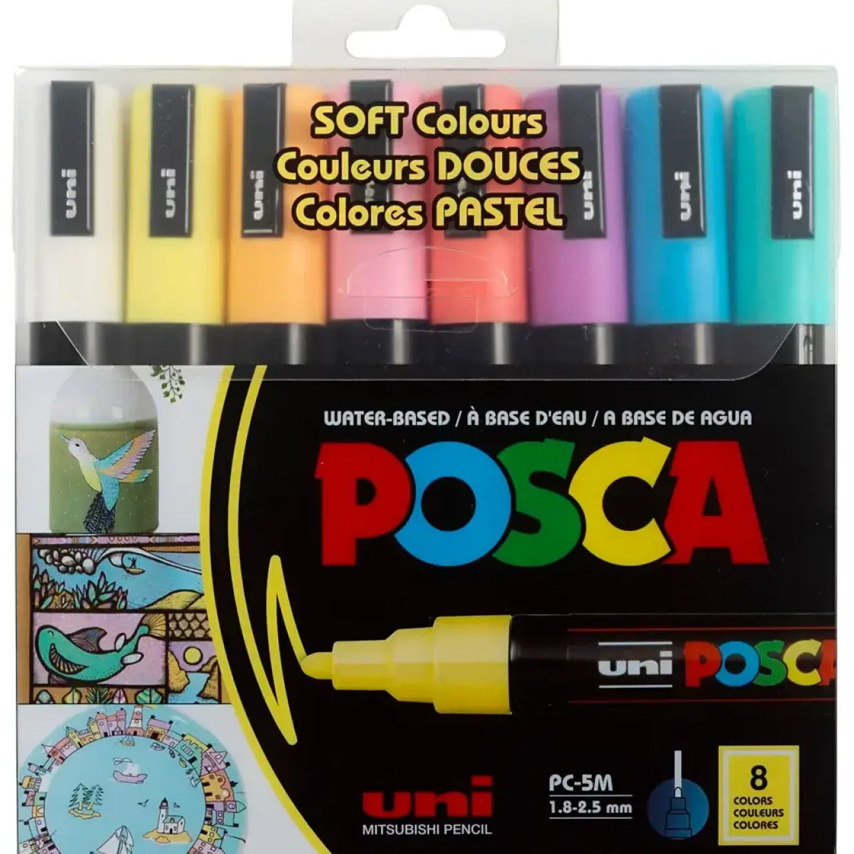 Posca Tusch, nr. PC-5M, streg 2,5 mm, medium, ass, 8 stk./ 1 stk.