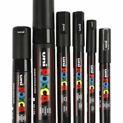 POSCA tusser sæt med 6 sorte markere i forskellige størrelser 0,7-15 mm
