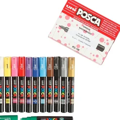 POSCA tusser sæt med 12 tuscher 0,7 mm i forskellige farver