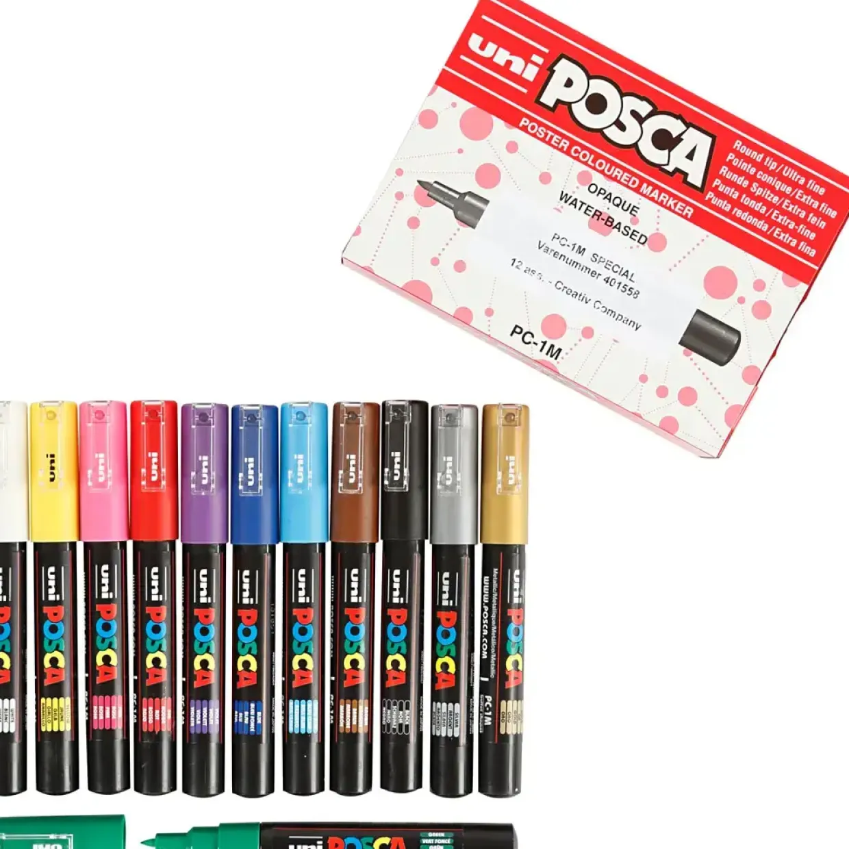 POSCA tusser sæt med 12 tuscher 0,7 mm i forskellige farver