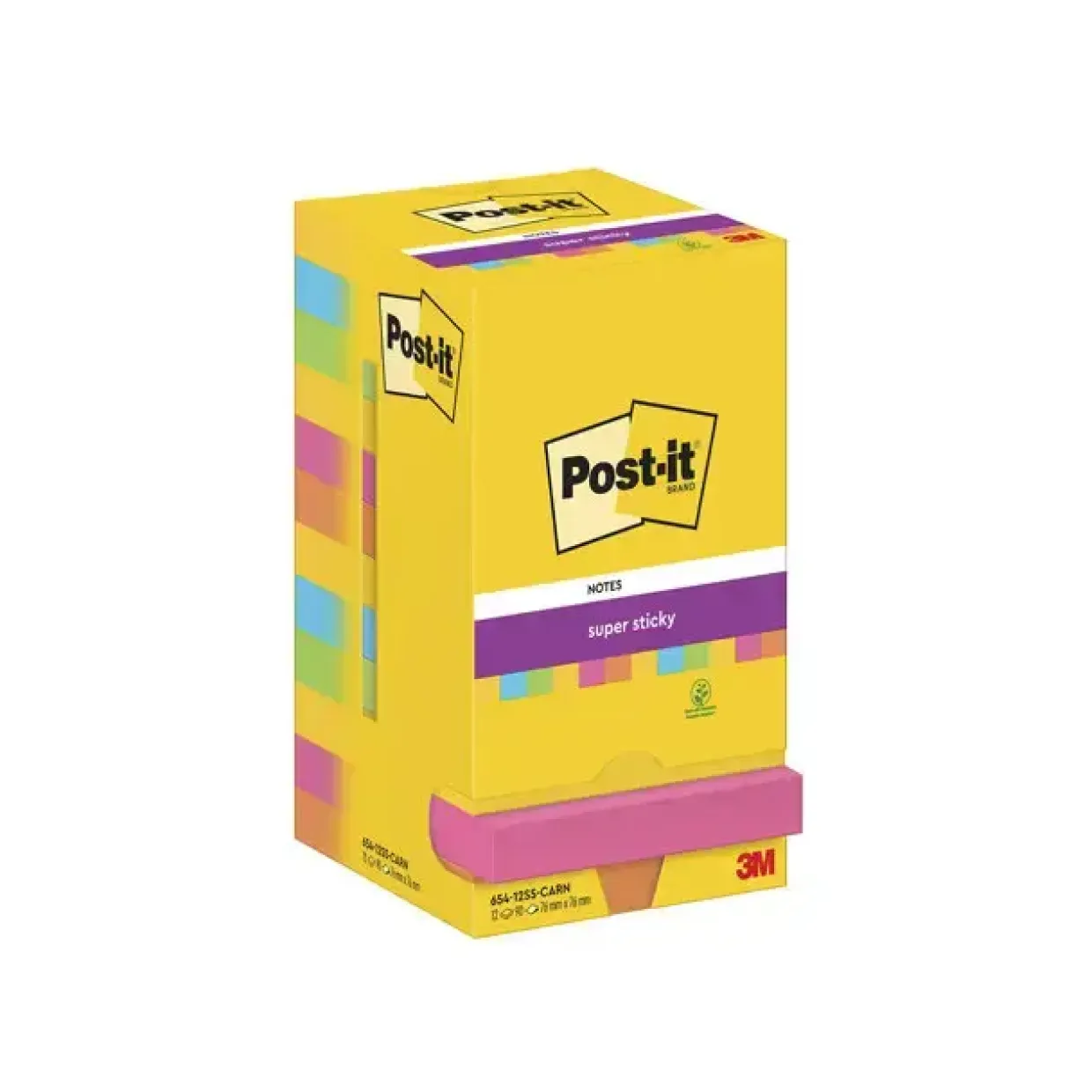 Post-it blok Super Sticky Carnival 76x76mm 12 stk