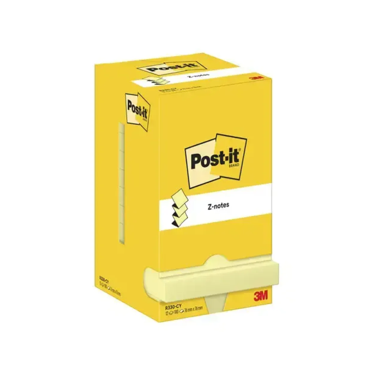 Post-it blok Z-Notes R330 Canarygul 76x76mm 12 stk