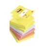 Post-it blok z-notes 76x76mm R330 gul, orange, grøn, lyserød, lilla - 6 blokke pr pakke
