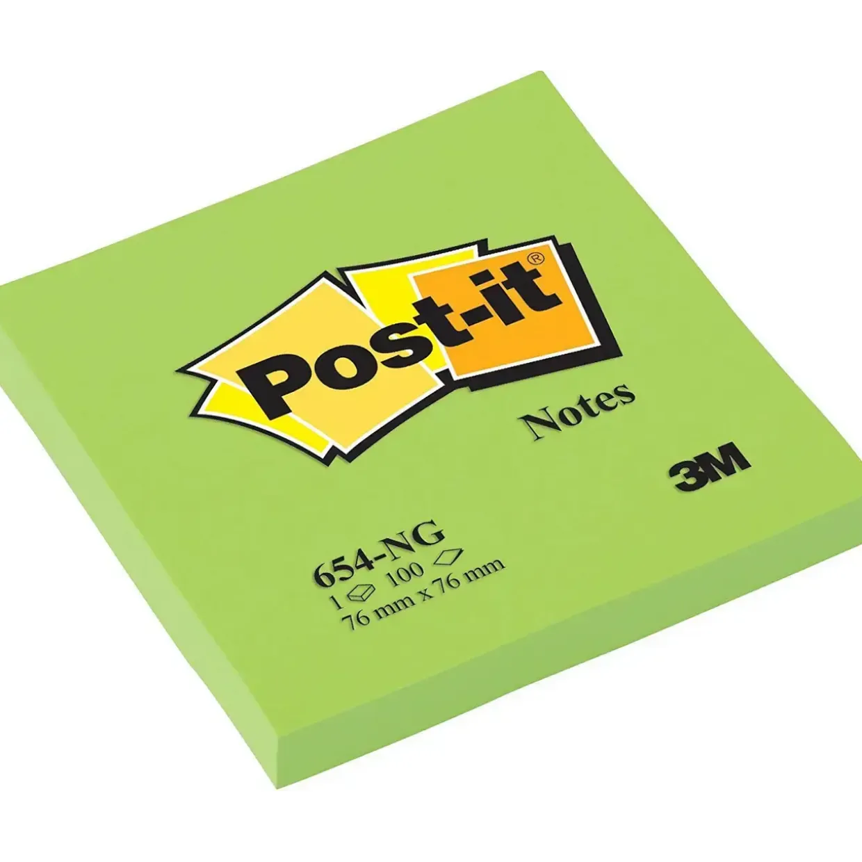 Post-it Notes neon grøn - 76 x 76 mm