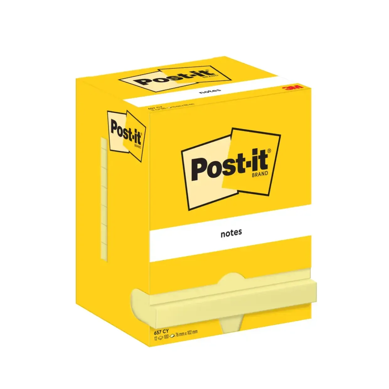 Post-it Notes 76x102 gul (12) - Køb minimum 8 stk.