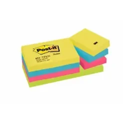 Post-it sedler - 3M 653-TFEN Energetic - 51 x 38 mm - 12 blokke - Assorterede farver