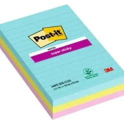 Post-it® Super Sticky Notes 3 linjerede blokke 101 mm x 152 mm Cosmic farvekollektion