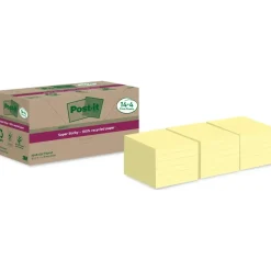Post-it Super Sticky Recycle Canarygul 76x76mm 14+4blk - 8 stk