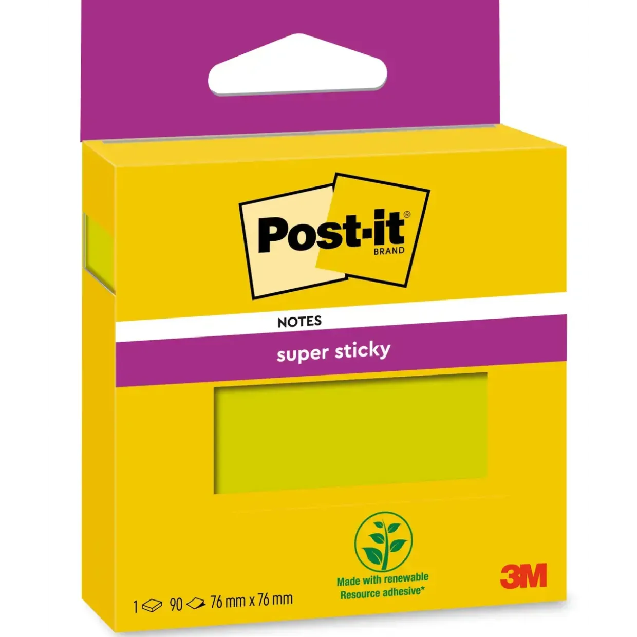 Post-it Super Sticky - 76x76 mm - Grøn - 90 ark