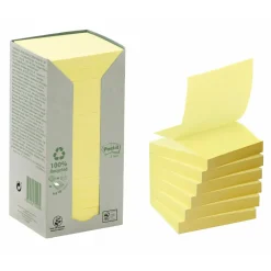 Post-it z-notes gul 76x76mm genbrug 16 blokke