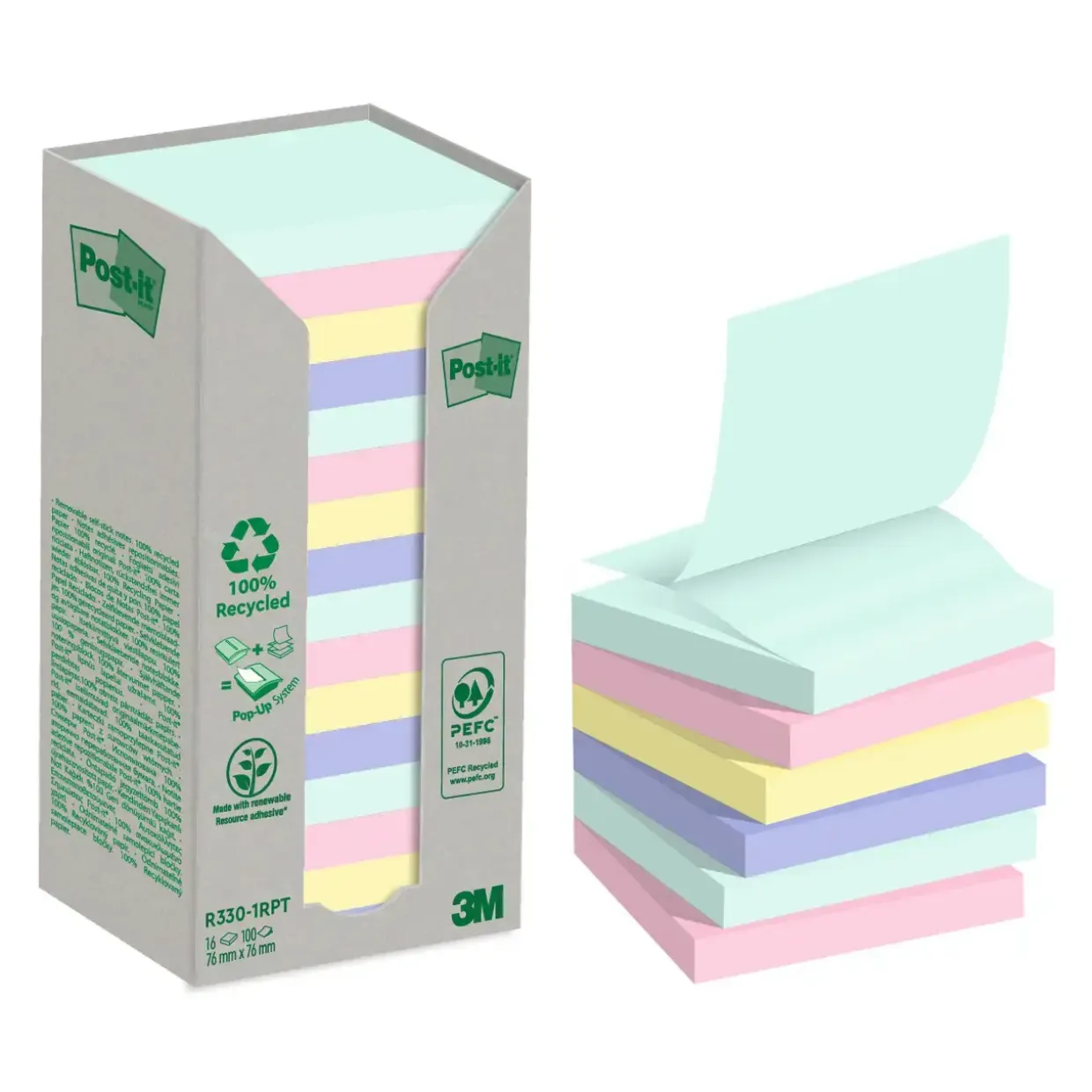 Post-it z-notes Recycled 76x76mm 16stk